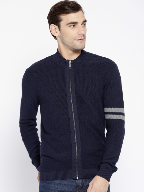 

Van Heusen Sport Men Navy Blue Self Design Cardigan