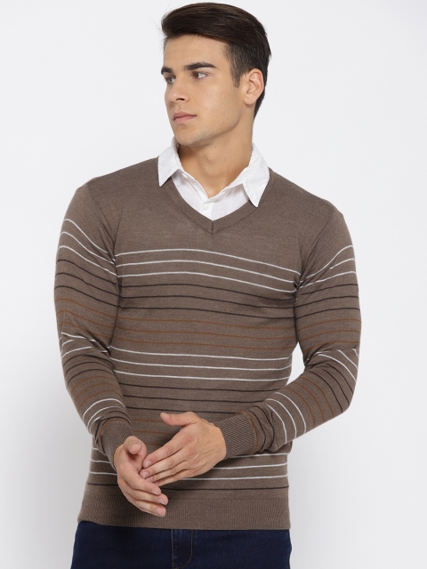 

Van Heusen Men Brown Striped Pullover