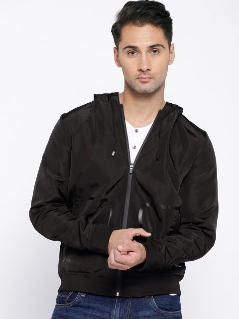 

Van Heusen Sport Men Black Solid Hooded Bomber Jacket