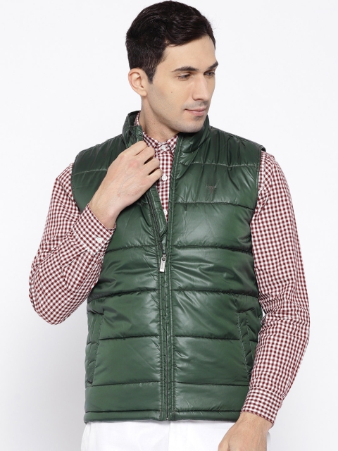 

Van Heusen Men Green Solid Slim Fit Sleeveless Padded Jacket
