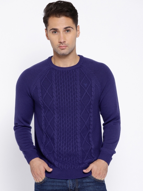 

Van Heusen Men Purple Self Design Pullover