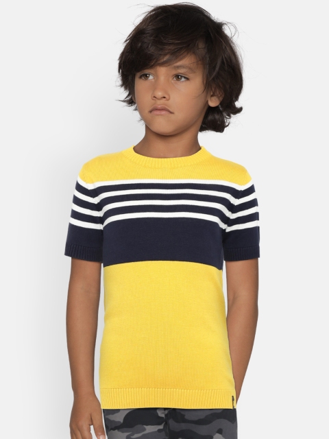 

United Colors of Benetton Boys Yellow & Navy Striped Sweater
