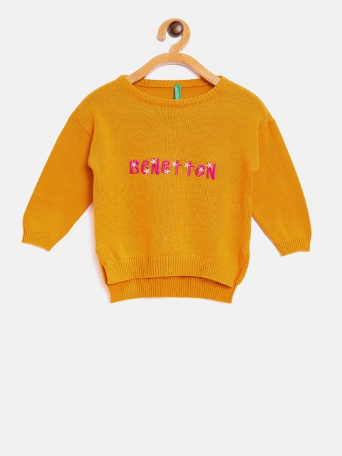 

United Colors of Benetton Girls Mustard Yellow Solid Pullover