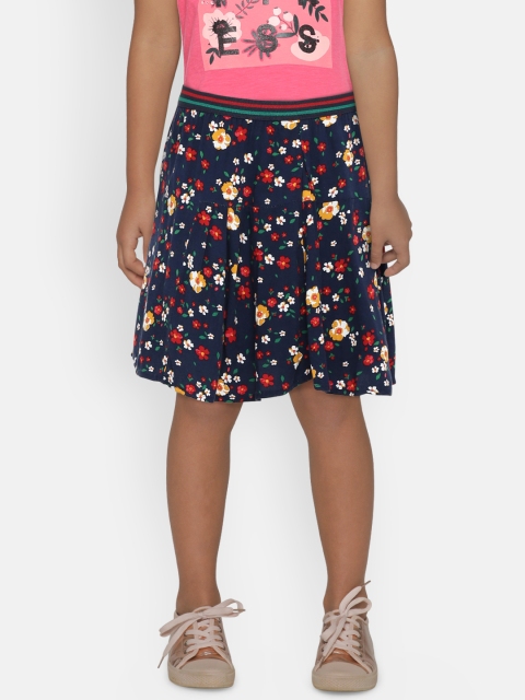 

United Colors of Benetton Girls Navy Blue Floral Print Flared Skirt