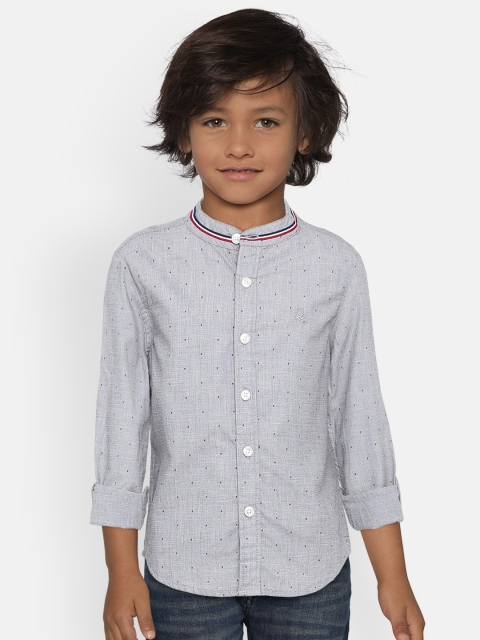 

United Colors of Benetton Boys Grey Melange Regular Fit Printed Casual Shirt
