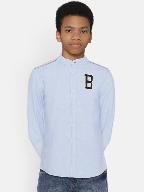 

United Colors of Benetton Boys Blue Regular Fit Solid Casual Shirt