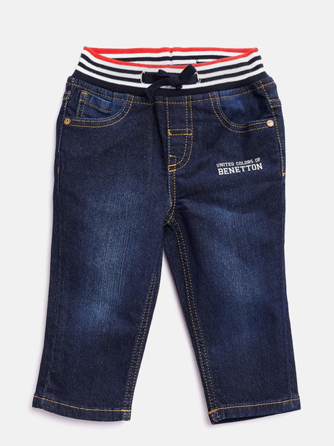 

United Colors of Benetton Boys Navy Blue Regular Fit Mid-Rise Clean Look Stretchable Jeans