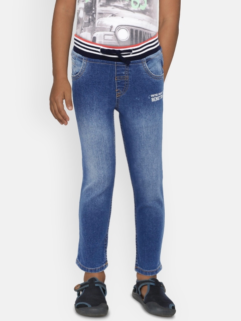 

United Colors of Benetton Boys Blue Regular Fit Mid-Rise Clean Look Stretchable Jeans
