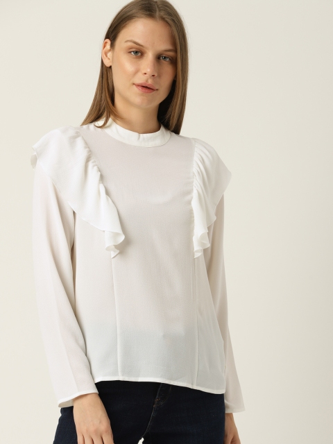 

United Colors of Benetton Women Off-White Solid Top