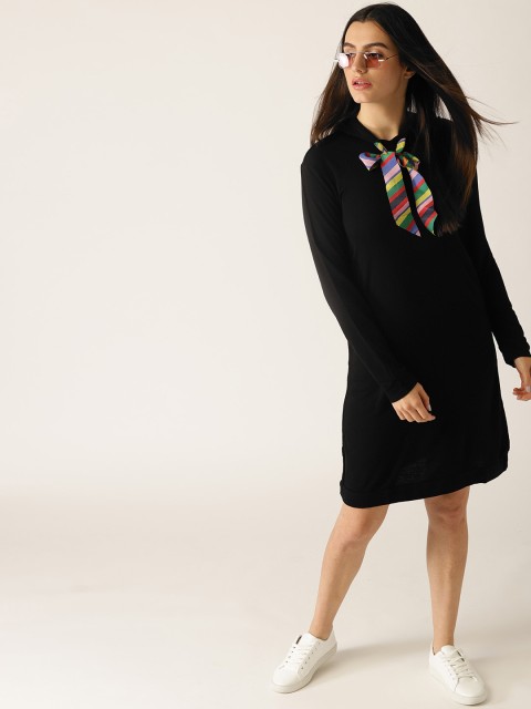

United Colors of Benetton Women Black Solid T-shirt Dress