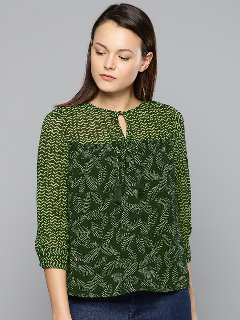

Chemistry Women Green Printed Sheer Top