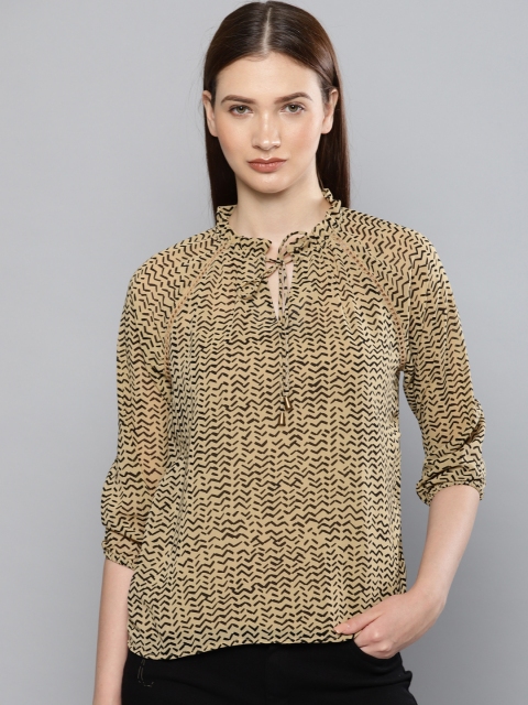 

Chemistry Women Beige Printed Top
