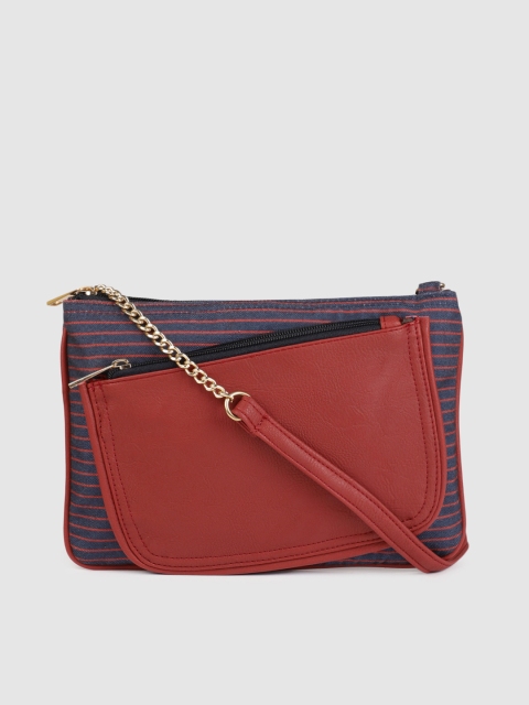 

Cappuccino Navy Blue & Red Striped Sling Bag