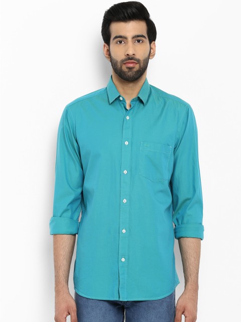 

ColorPlus Men Turquoise Blue Tailored Fit Solid Casual Shirt