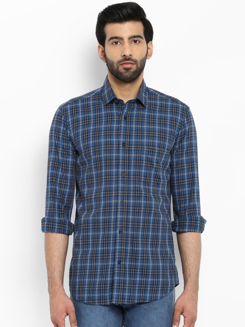 

ColorPlus Men Blue & Black Tailored Fit Checked Casual Shirt