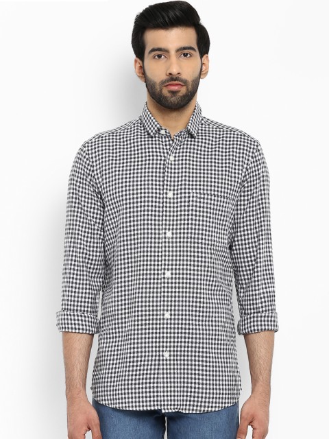 

ColorPlus Men Black & White Tailored Fit Checked Casual Shirt