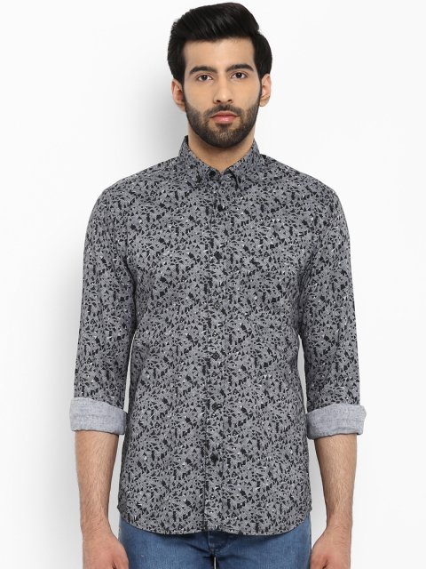 

ColorPlus Men Black & Grey Tailored Fit Printed Casual Shirt