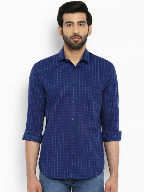 

ColorPlus Men Blue Tailored Fit Checked Casual Shirt