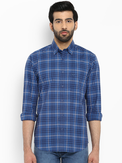 

ColorPlus Men Blue Tailored Fit Checked Casual Shirt
