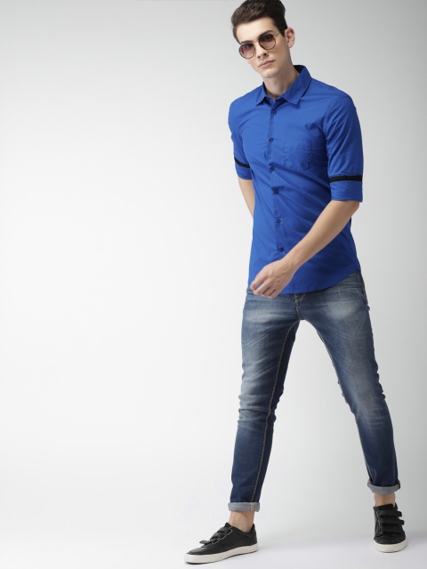 

Celio Men Blue Slim Fit Solid Casual Shirt