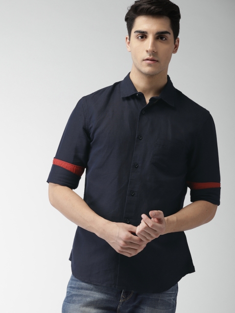 

Celio Men Navy Blue Slim Fit Solid Casual Shirt