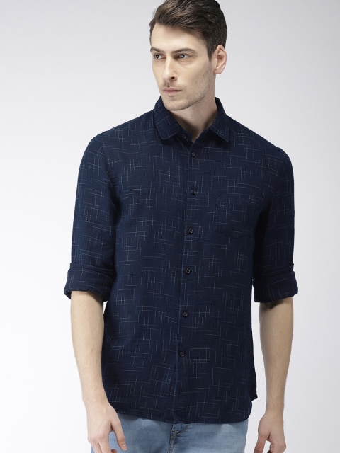 

Celio Men Navy Blue Slim Fit Printed Casual Shirt