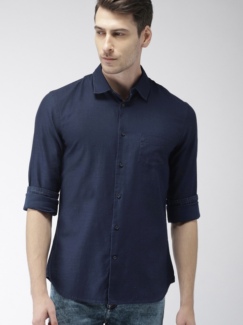 

Celio Men Navy Blue Slim Fit Solid Casual Shirt