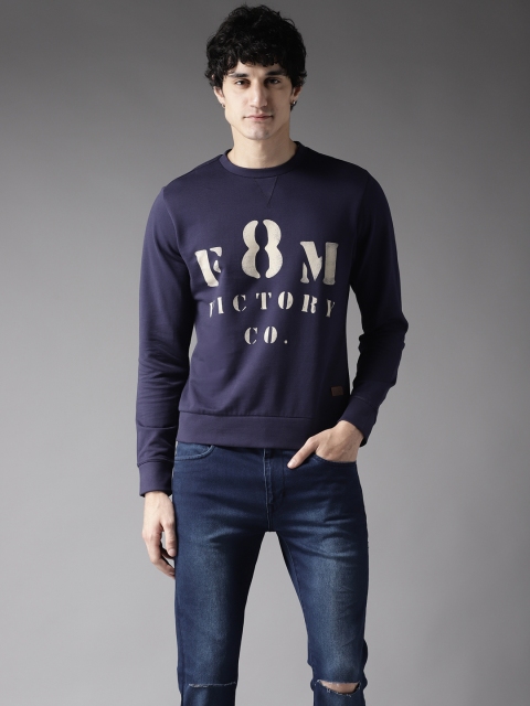 

Flying Machine Men Navy Blue Printed Sweatshirt