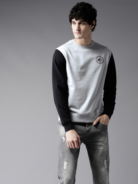 

Flying Machine Men Grey & Black Solid Sweatshirt