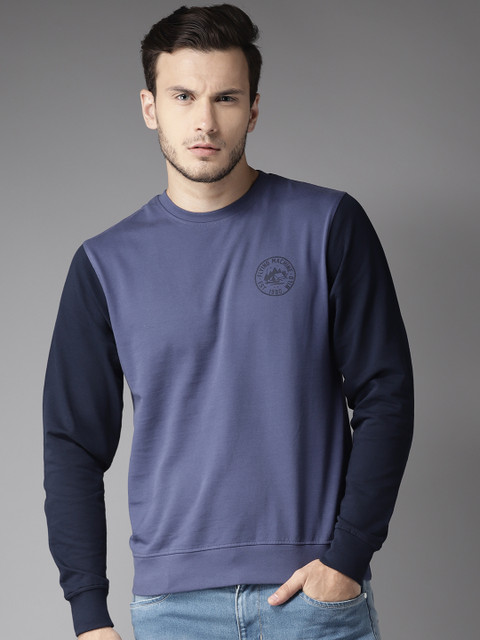 

Flying Machine Men Navy Blue Solid Sweatshirt