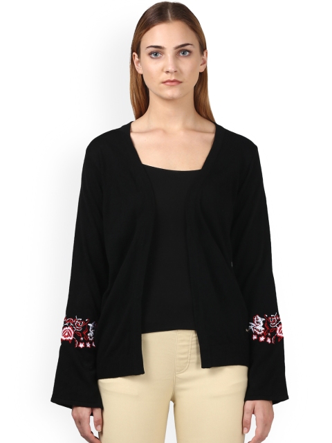 

Park Avenue Woman Women Black Solid Front-Open Sweater