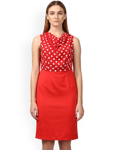 

Park Avenue Woman Red Polka Dot Print Sheath Dress