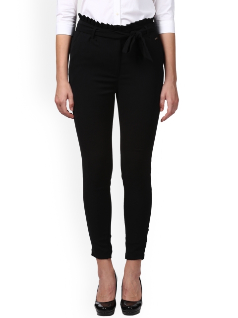 

Park Avenue Woman Black Tapered Fit Solid Regular Trousers