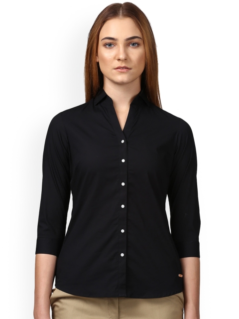 

Park Avenue Woman Black Regular Fit Solid Formal Shirt