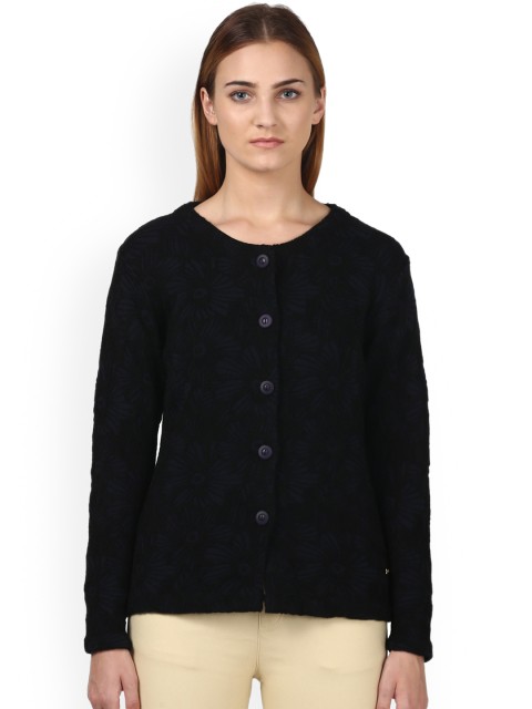 

Park Avenue Woman Women Blue & Black Self Design Cardigan