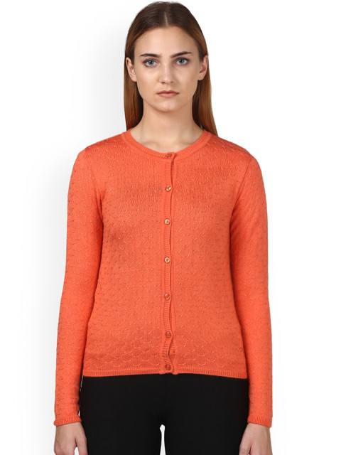 

Park Avenue Woman Orange Self Design Cardigan