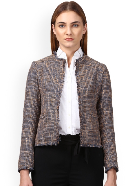 

Park Avenue Woman Blue Self Design Open Front Jacket