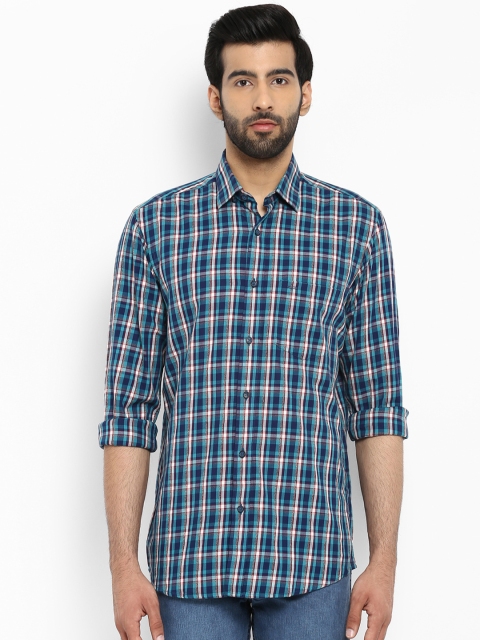 

ColorPlus Men Blue & Green Tailored Fit Checked Casual Shirt