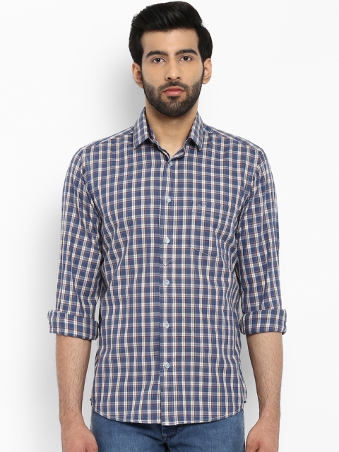 

ColorPlus Men Blue & White Tailored Fit Checked Casual Shirt
