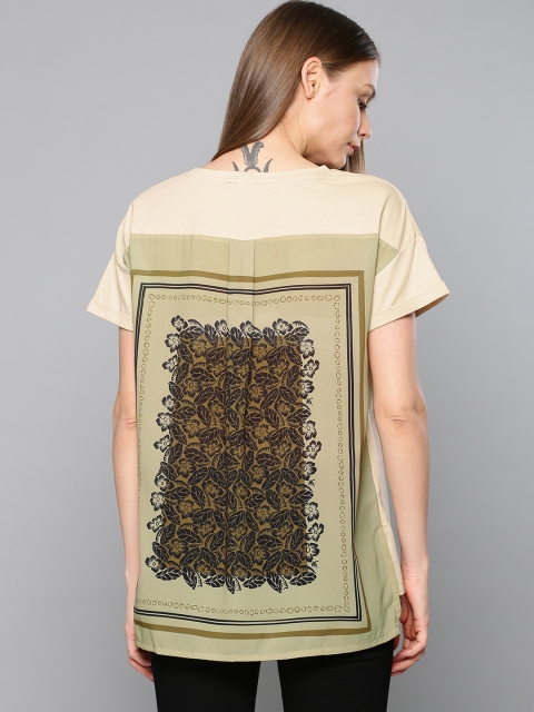 

Chemistry Women Beige Scarf Print High-Low T-shirt