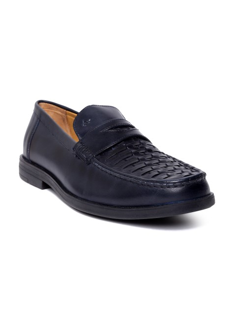 

Arrow Men Navy Blue Textured Leather Semi Formal Loafers