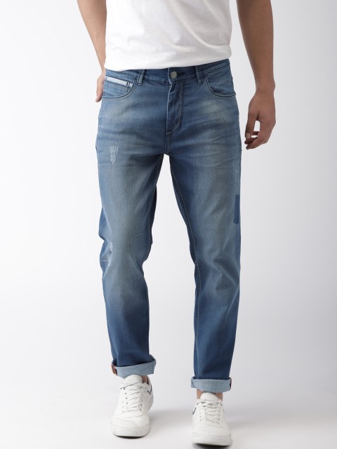 

Mast & Harbour Men Blue Tapered Fit Mid-Rise Low Distress Stretchable Jeans