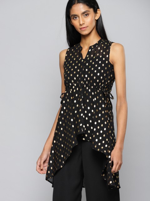 

Chemistry Black & Gold-Toned Printed Tunic