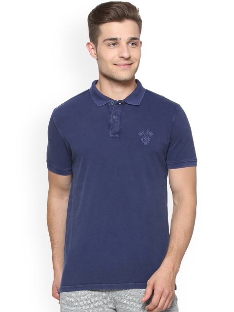 

Solly Jeans Co. Men Navy Blue Solid Polo Collar T-shirt