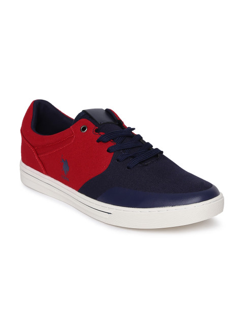 

U.S. Polo Assn. Men Deloris Red & Navy Blue Colourblocked Sneakers