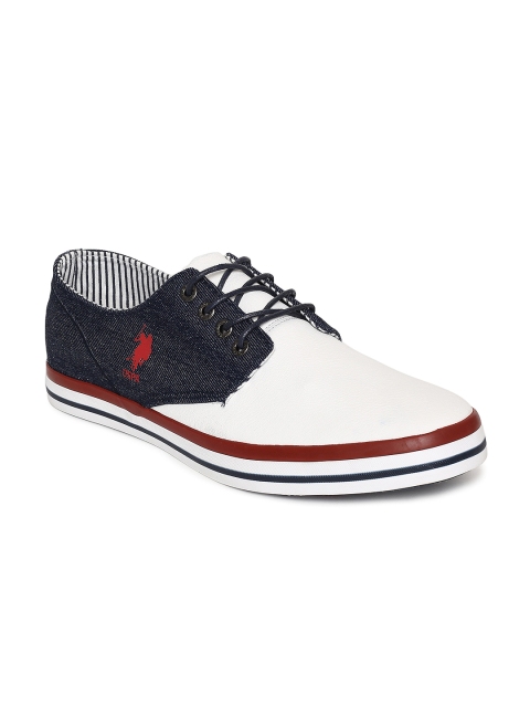 

U.S. Polo Assn. Men Liam White & Navy Blue Colourblocked Sneakers