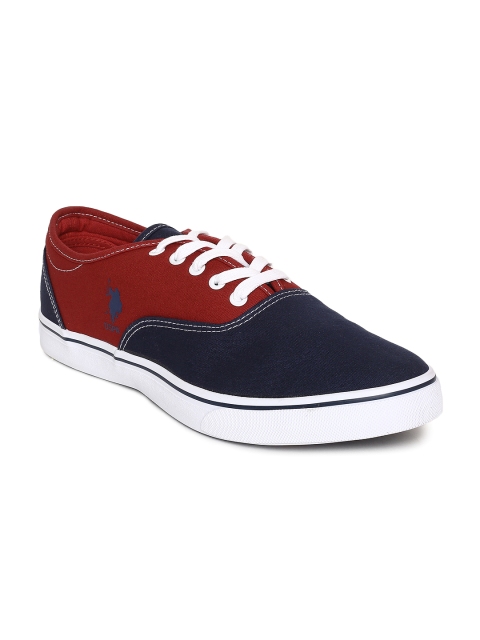 

U.S. Polo Assn. Men Navy Blue & Maroon Colourblocked Sneakers