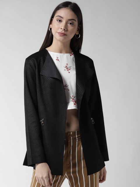 

Fort Collins Women Black Self-Design Lightweight Open Front Jacket