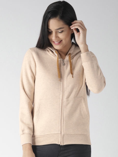 

Fort Collins Women Peach-Coloured Solid Hooded Sweatshirt