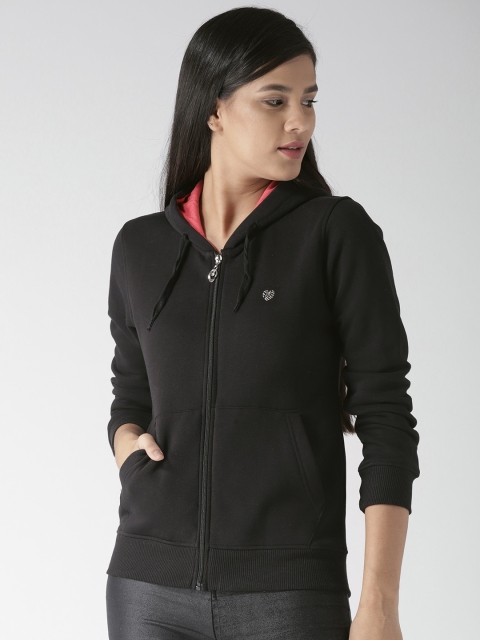 

Fort Collins Women Black Solid Hooded Sweatshirt